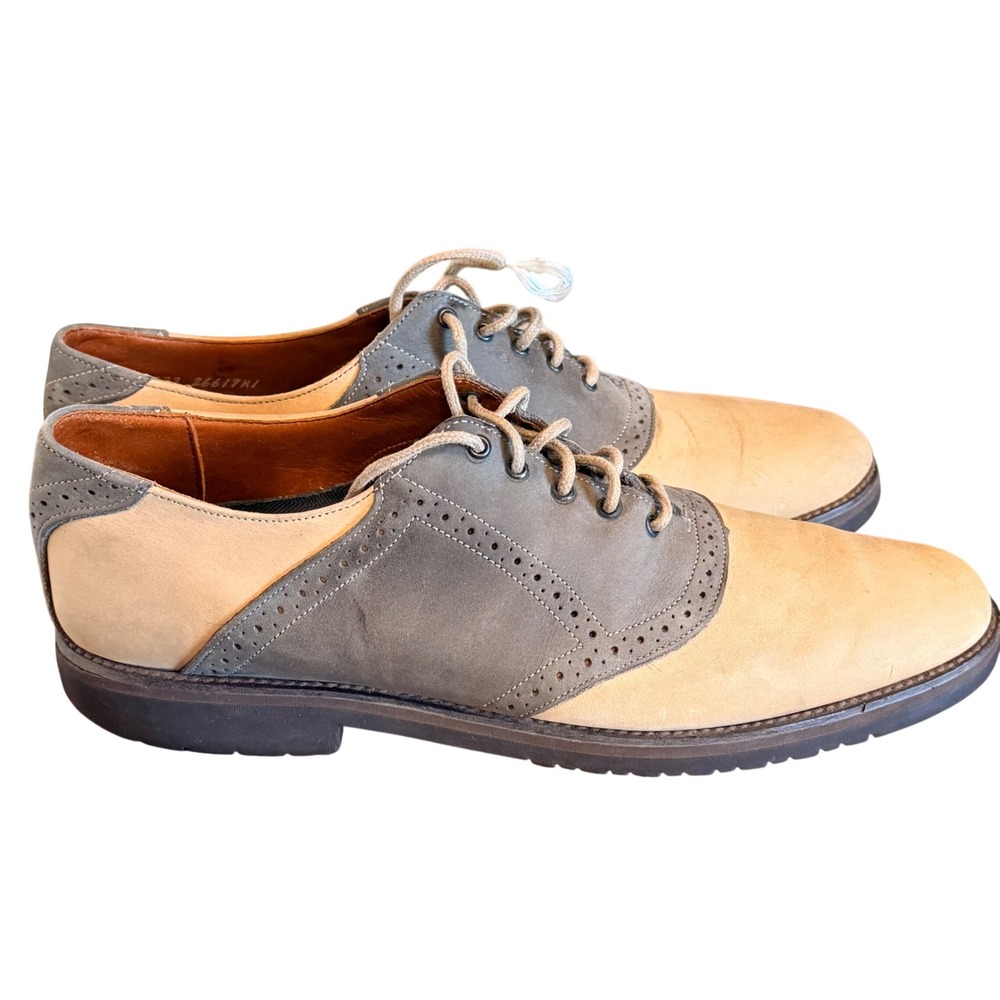 E.T. Wright Saddle Shoes Size 11 AA Narrow Tan Preppy Ivy League Brogue USA